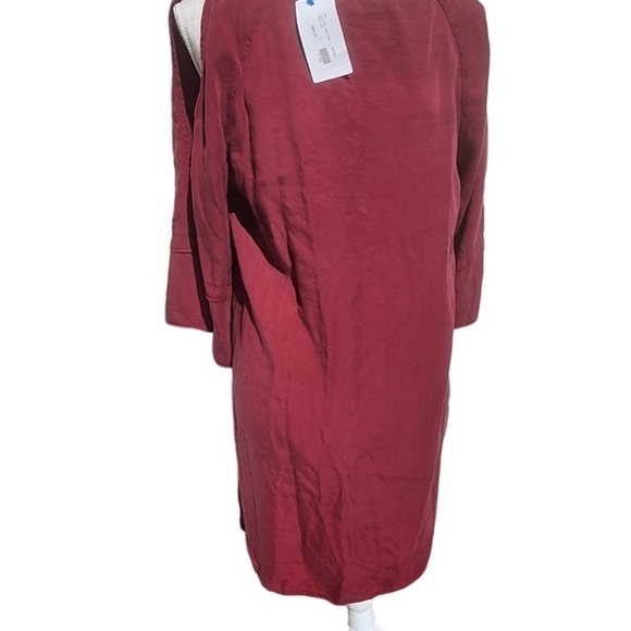 Glam Brand Shift Mini Dress Medium Burgundy Wine Lagenlook Tencel NEW Casual - Picture 5 of 9